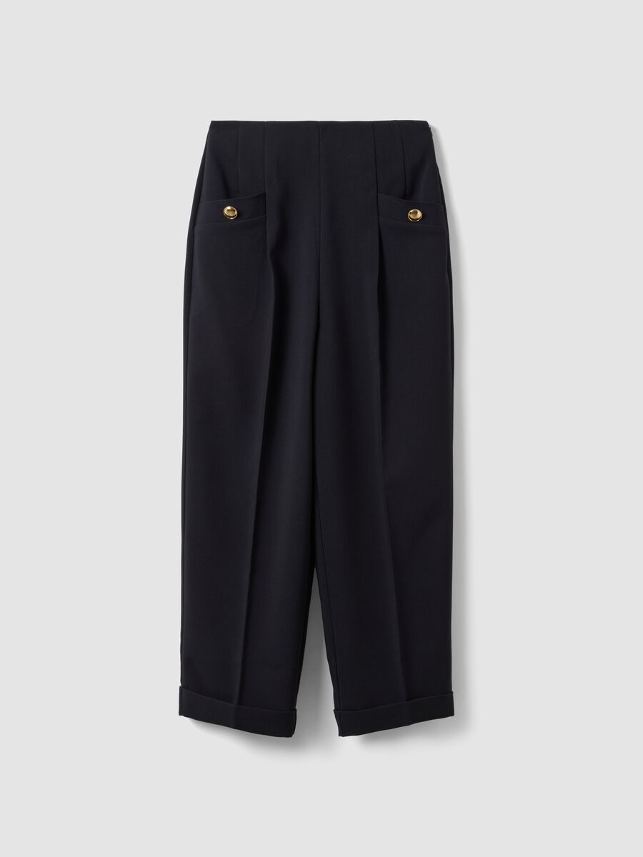 Cal&ccedil;as pretas em viscose el&aacute;stica com corte regular tapered_4