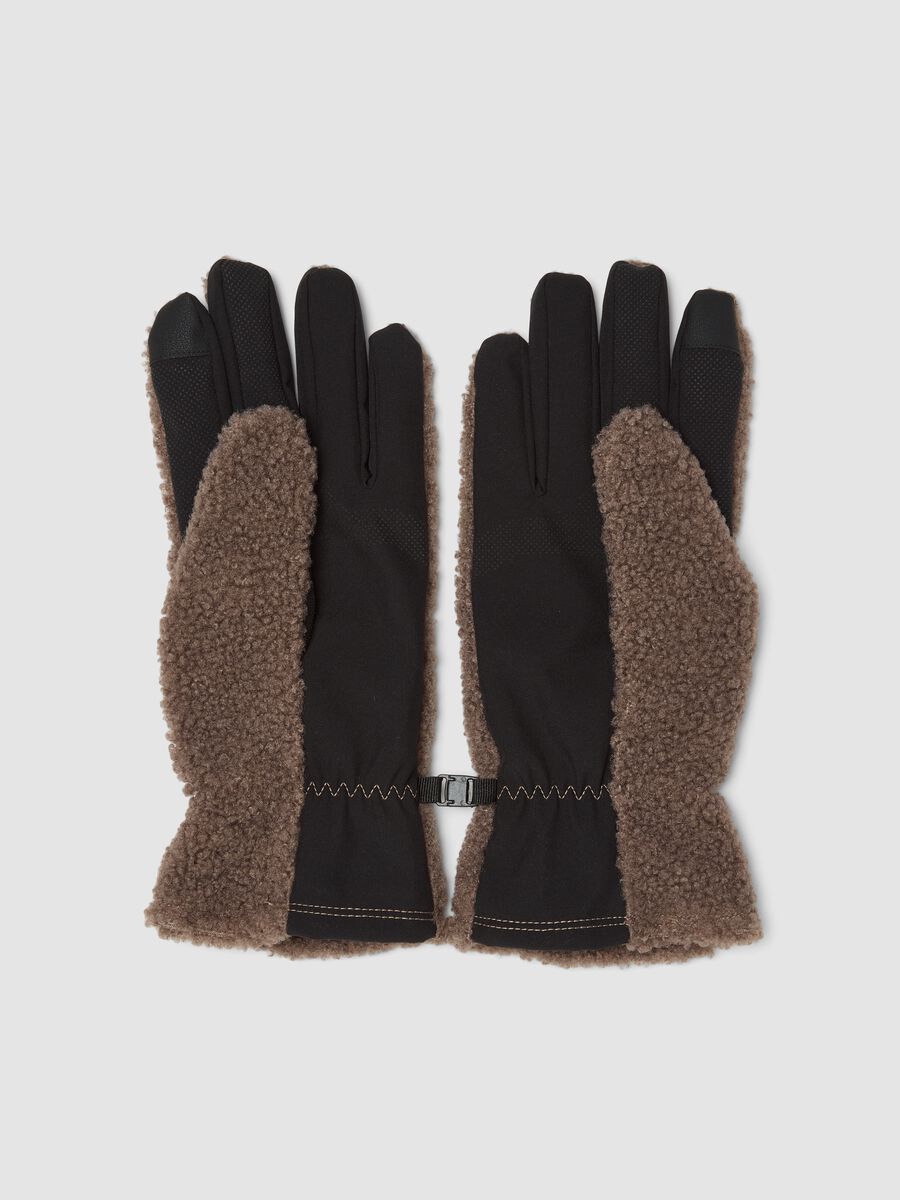 Brown stretch-fabric ski gloves with teddy-effect lining ALTAVIA WITH DEBORAH COMPAGNONI_2