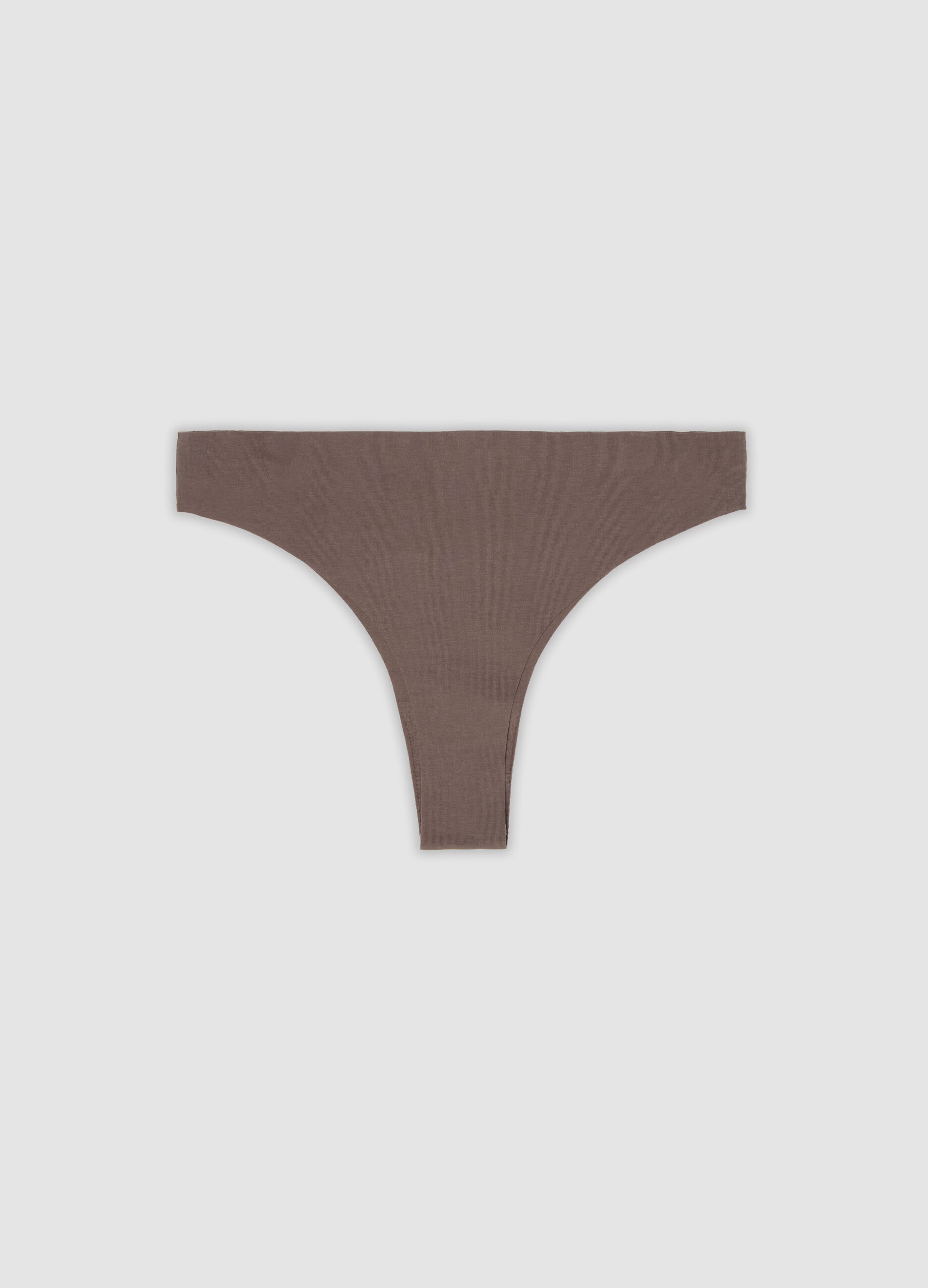 Brown organic stretch-cotton Brazilian knickers