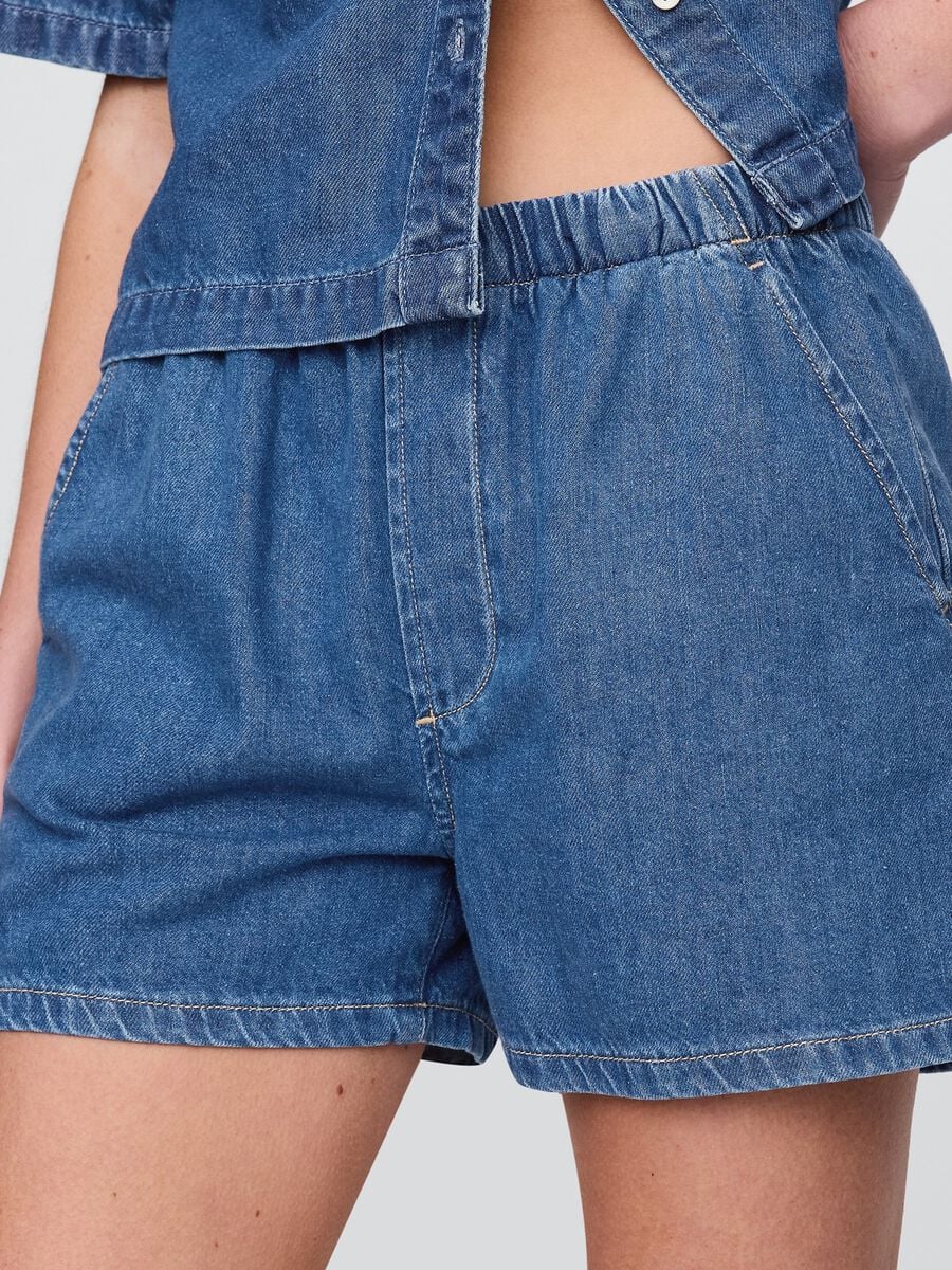 Denim shorts with elastic waistband_3