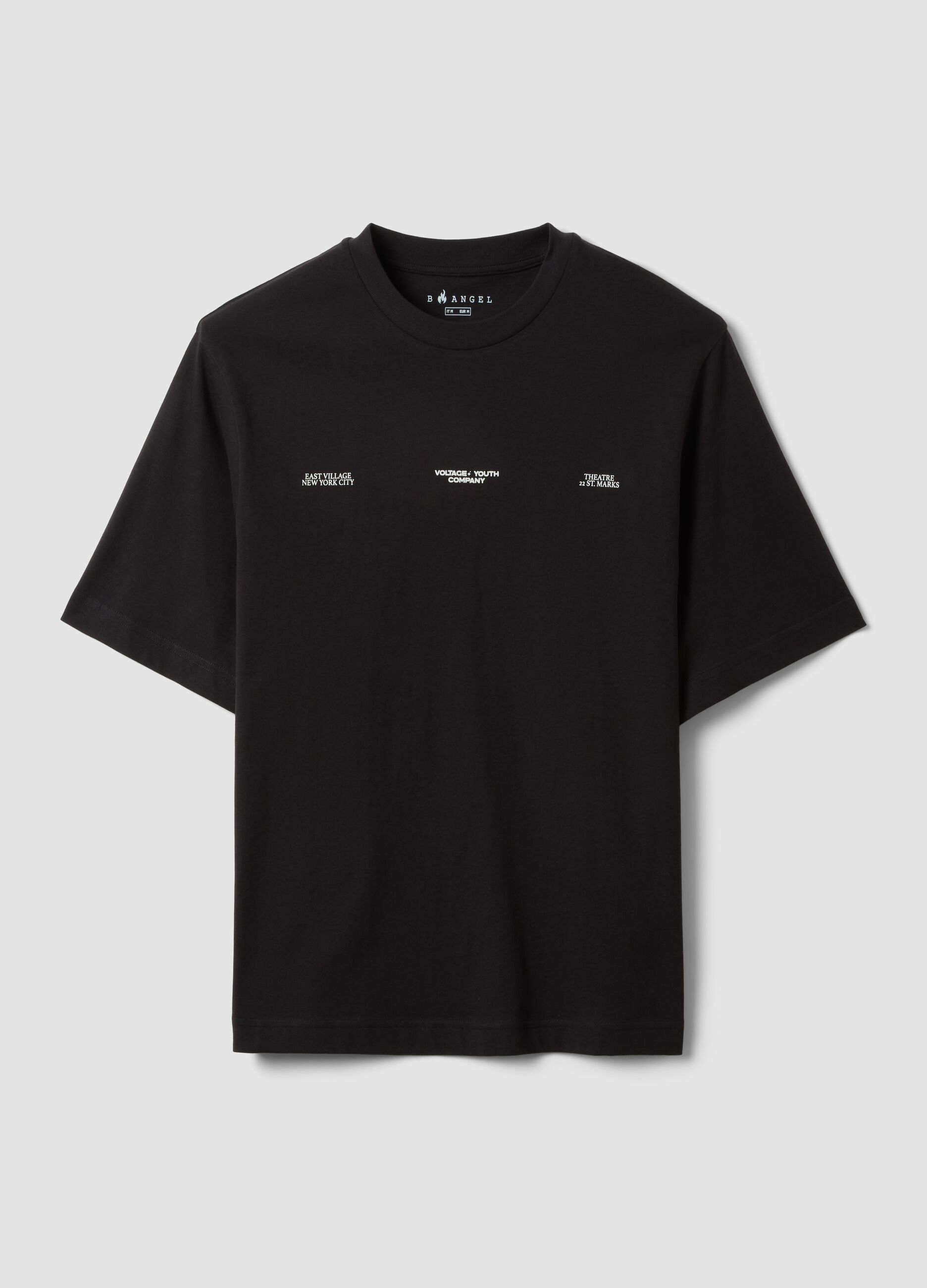 Black pure cotton T-shirt with front print