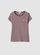 T-shirt castanha &agrave;s riscas em algod&atilde;o puro com gola redonda_4