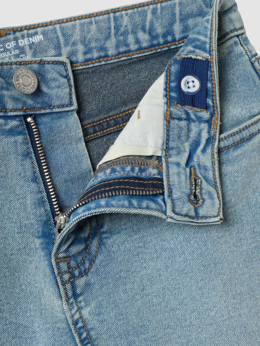 Light Blue Stretch Cotton Regular-Fit Jeans for Boys_1
