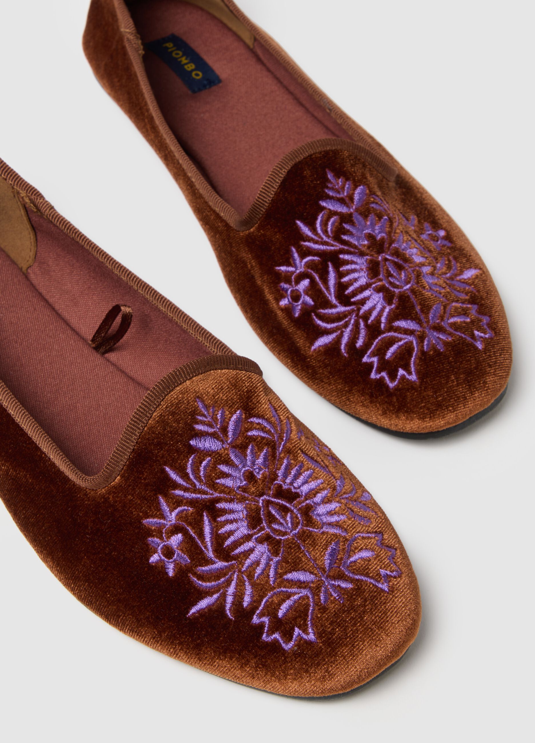 Brown Friulane with Floral Embroidery