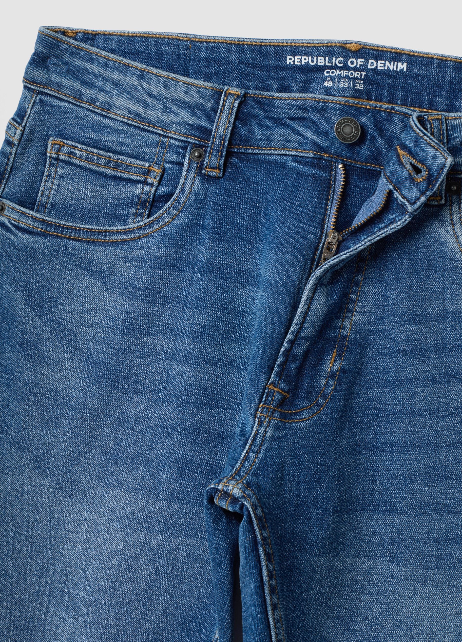 Blue comfort-fit stretch cotton jeans