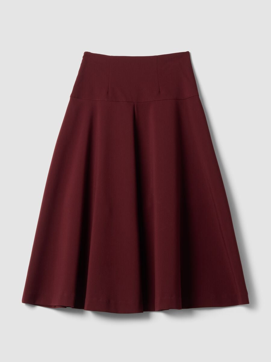 Purple stretch viscose skirt with high waistband and regular waist_2