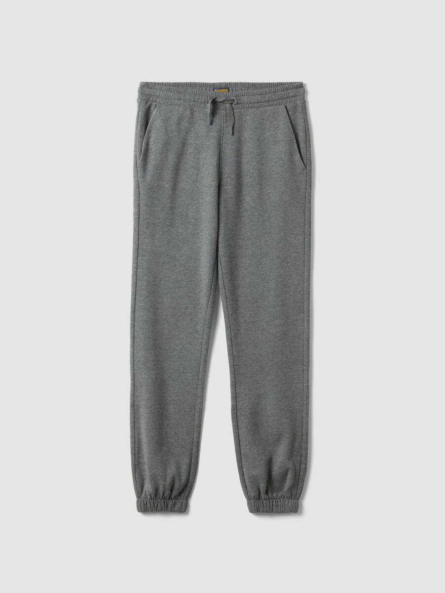 Grey marl joggers in organic cotton and viscose blend_0