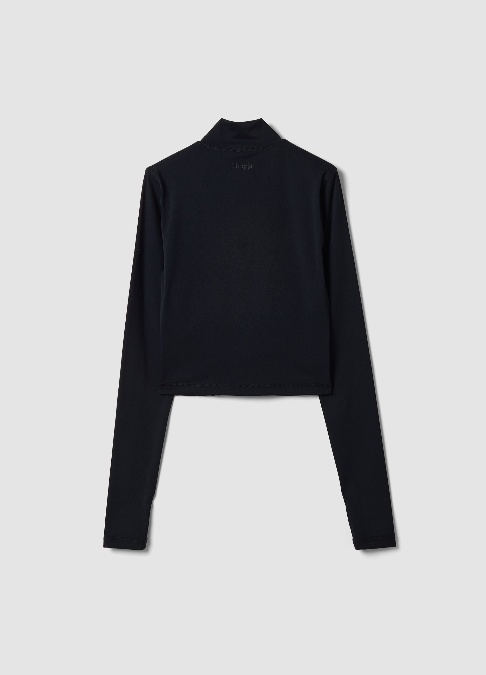 Schwarzer Full-Zip in k&ouml;rpernaher Passform