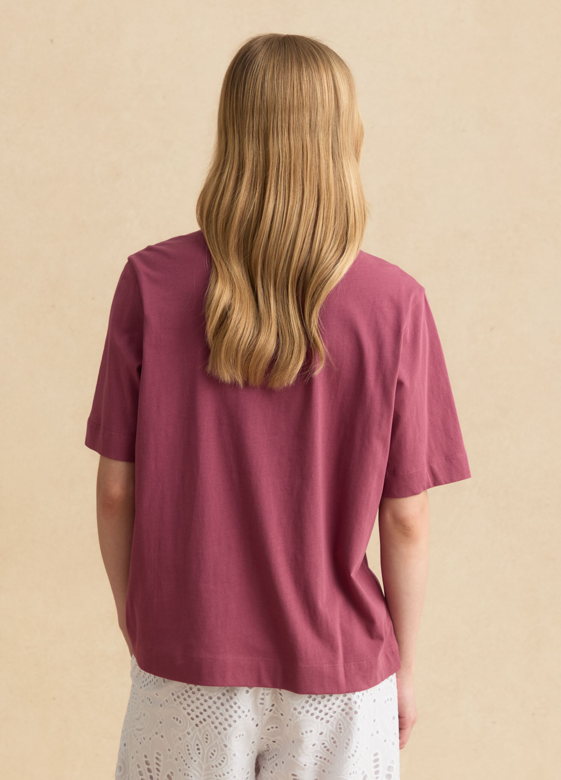Purple short-sleeved pure cotton T-shirt