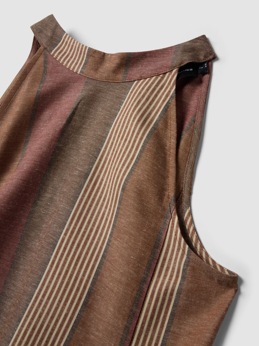 Multicolor gestreiftes Kleid aus Viskose- und Leinenmischung in lockerem Schnitt_6