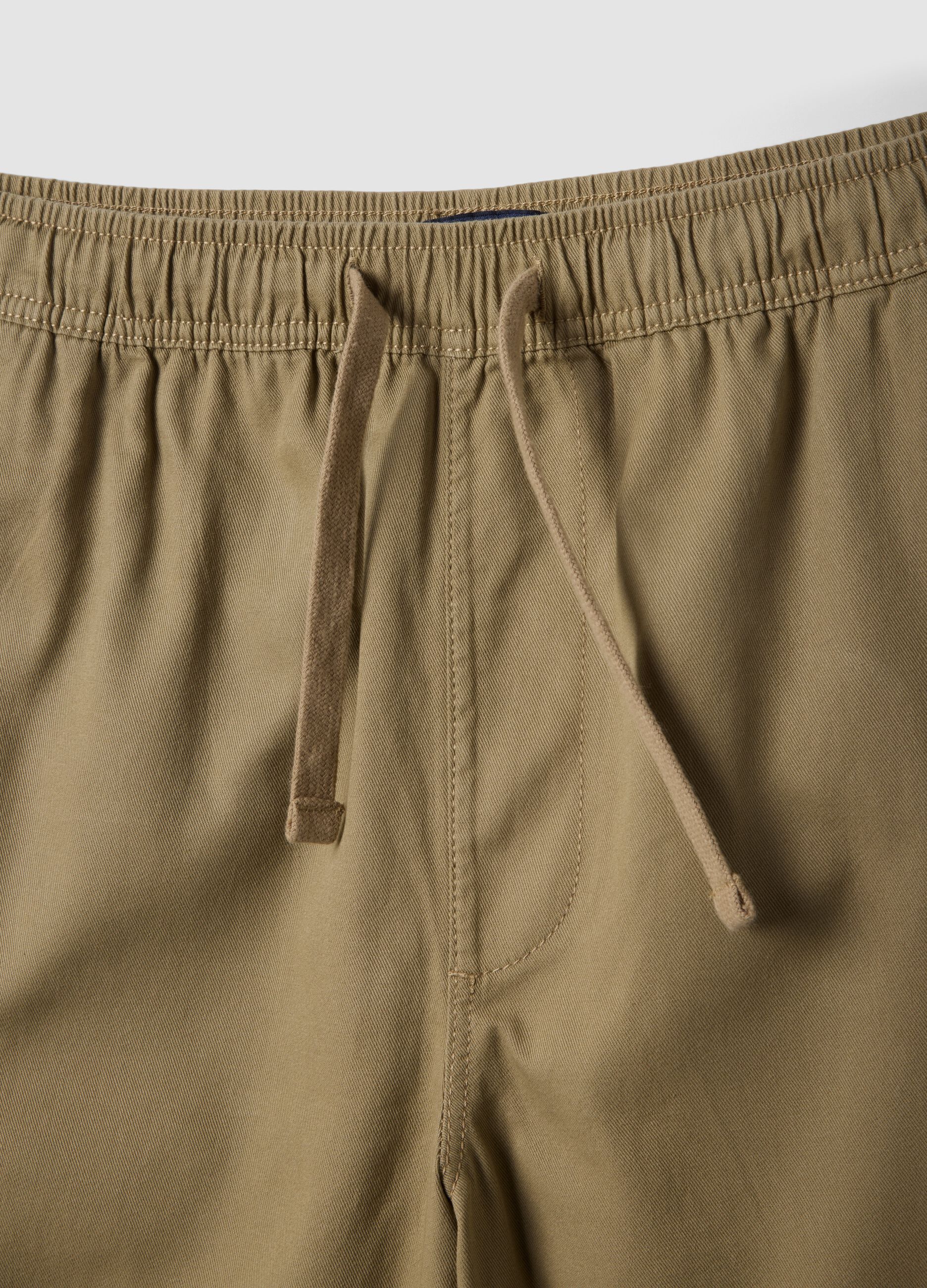 Beige regular-fit pure cotton shorts