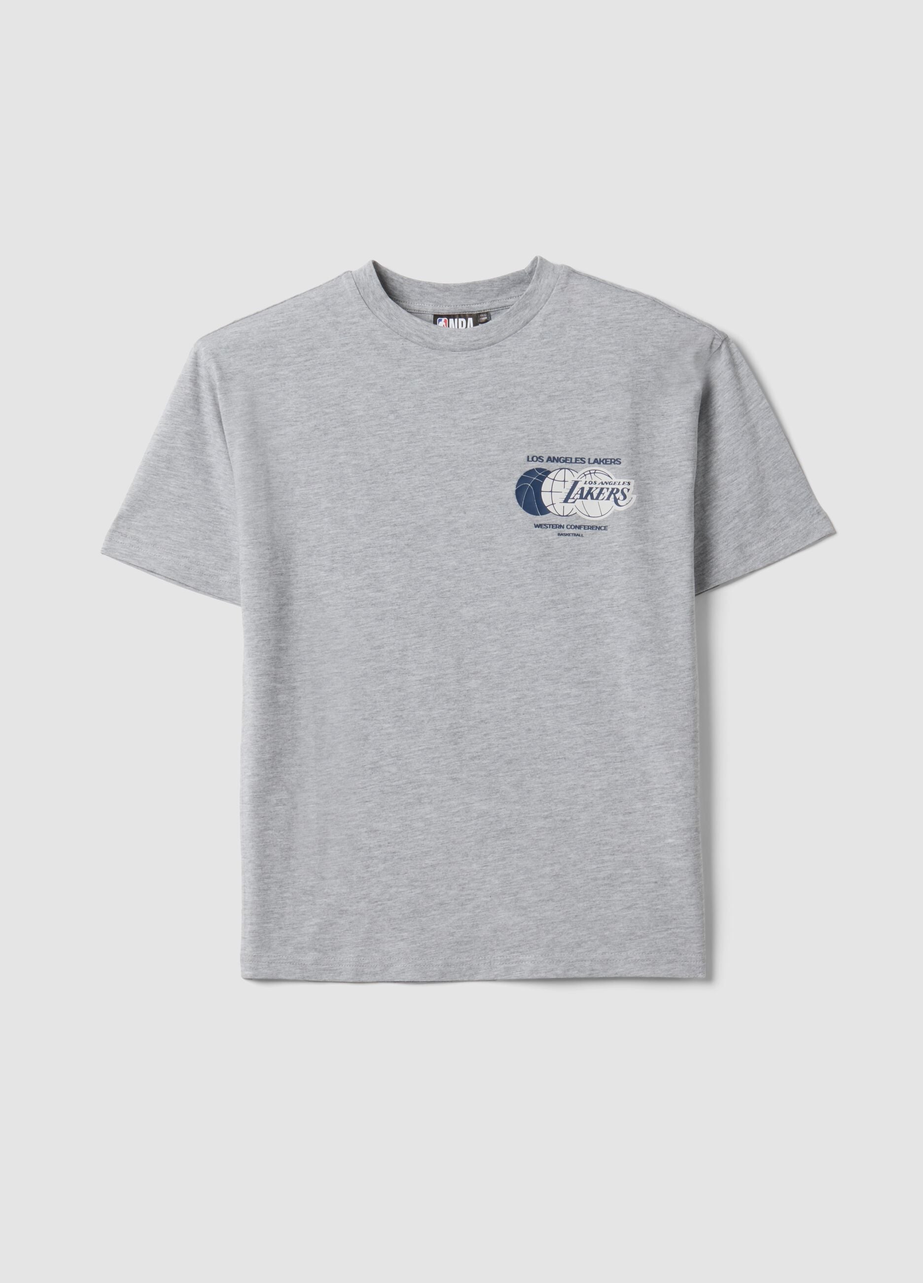 T-shirt cinzenta de algod&atilde;o puro com estampado Lakers para rapaz