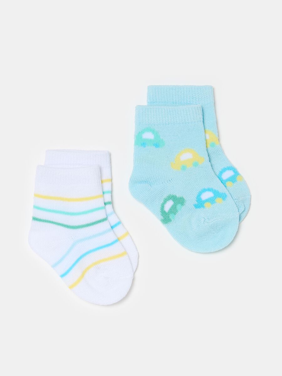 Two-pair pack cotton socks with design_0