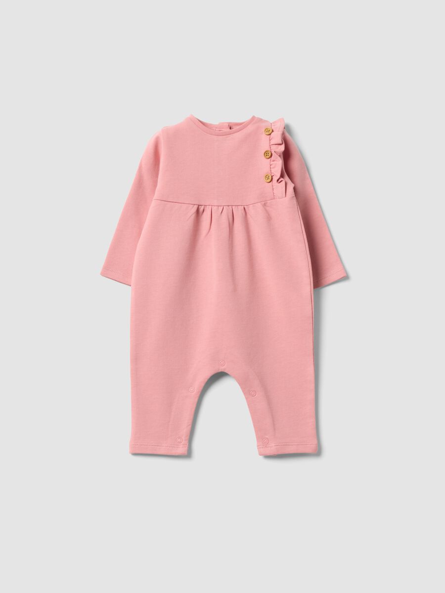 Rosa Strampler aus reiner Bio-Baumwolle mit Volant f&uuml;r Baby M&auml;dchen_0