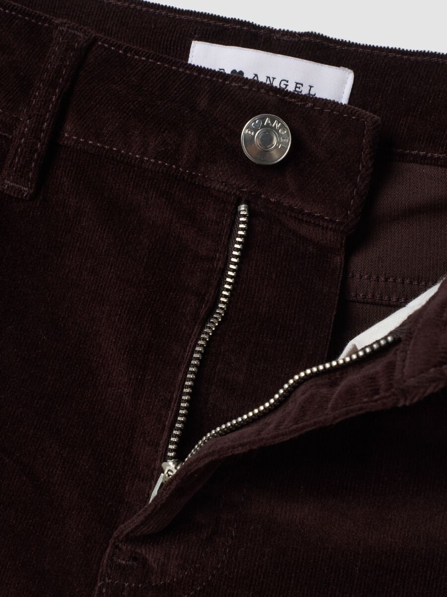 Brown flared stretch cotton trousers_1
