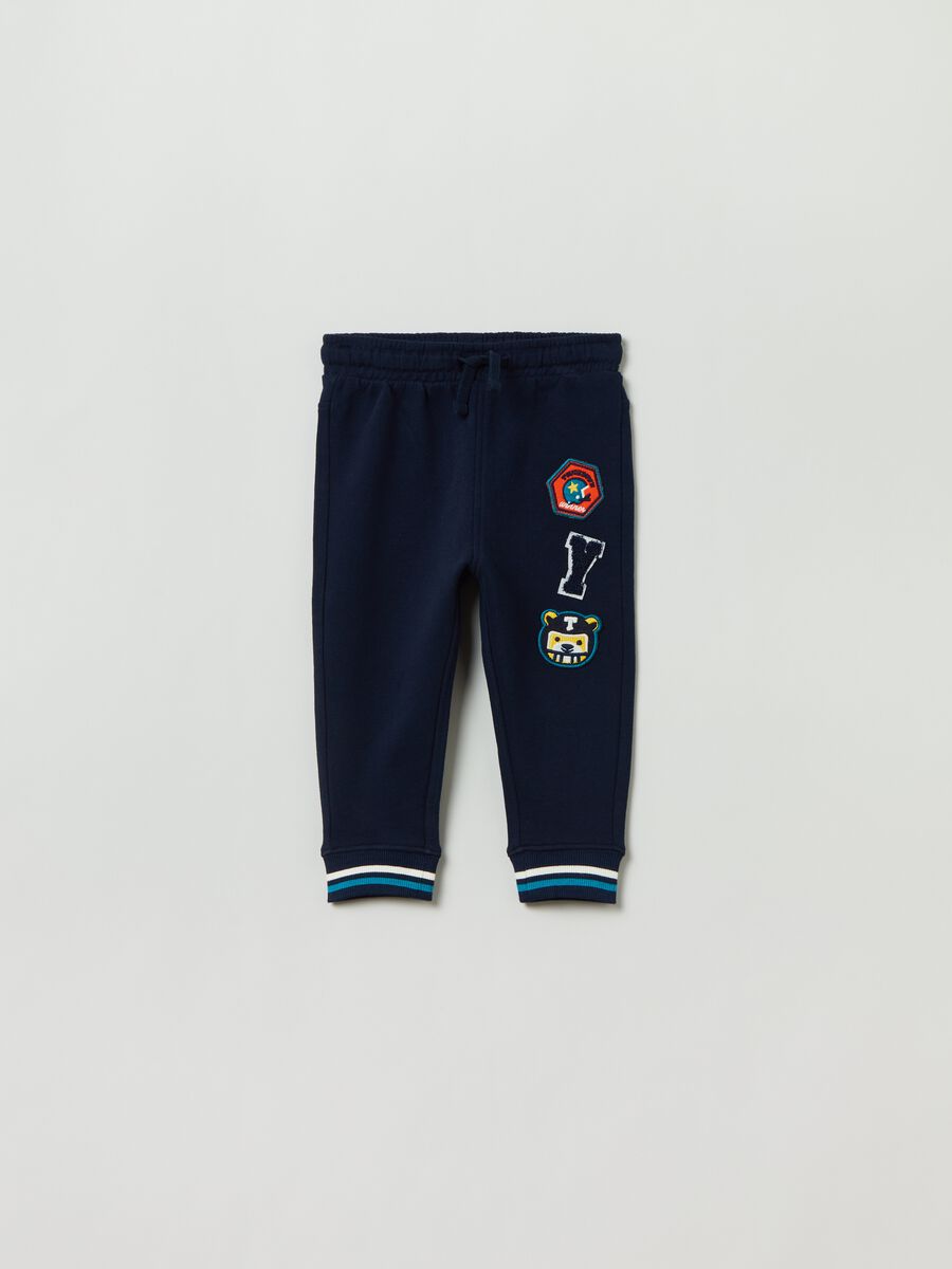 Plush joggers with drawstring and patch_0
