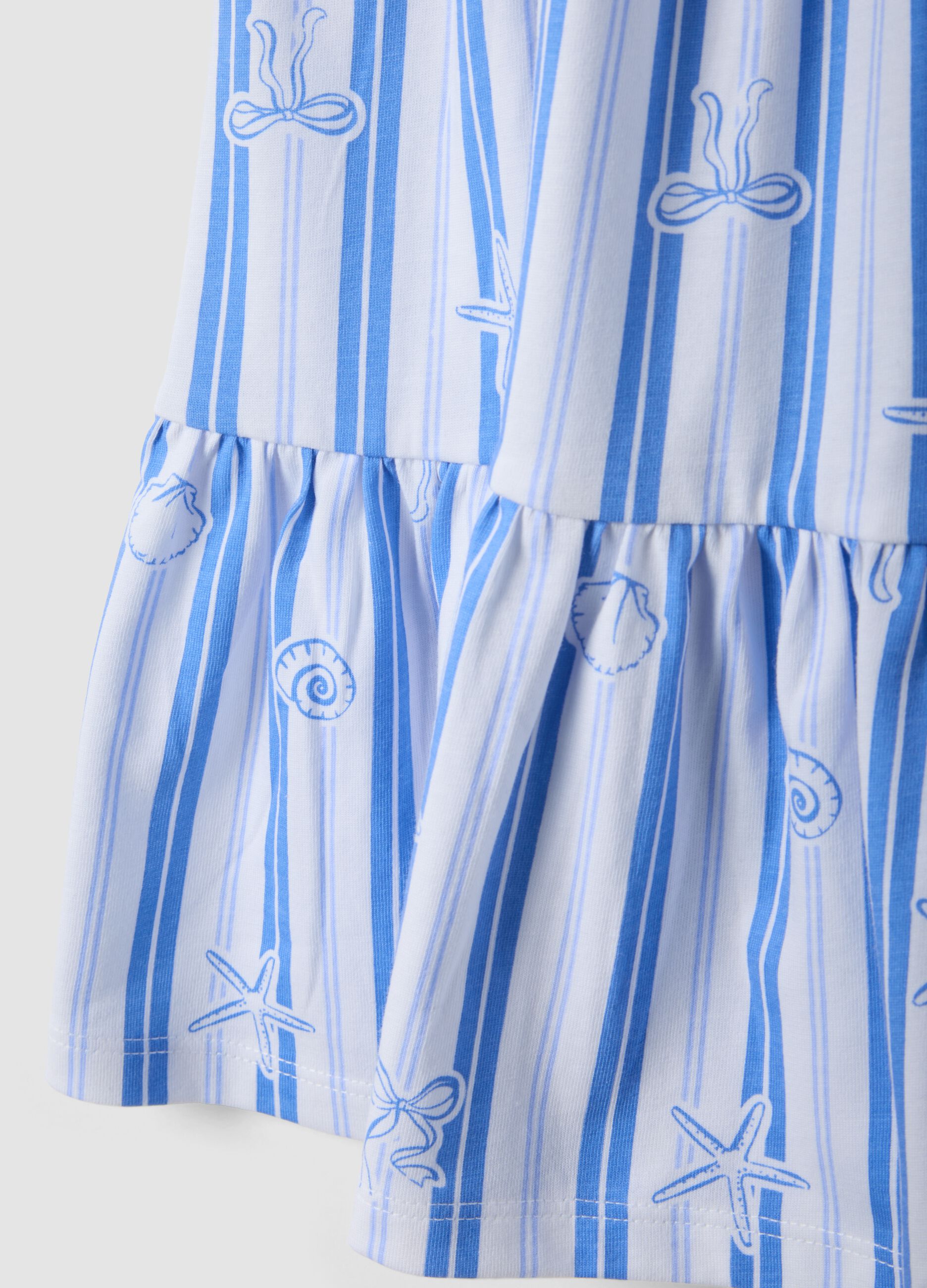 Girls&rsquo; multicolour striped pure cotton dress, regular fit