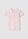 Girls' Pink Cotton Polo Shirt, Regular Fit with Frill Detail_0