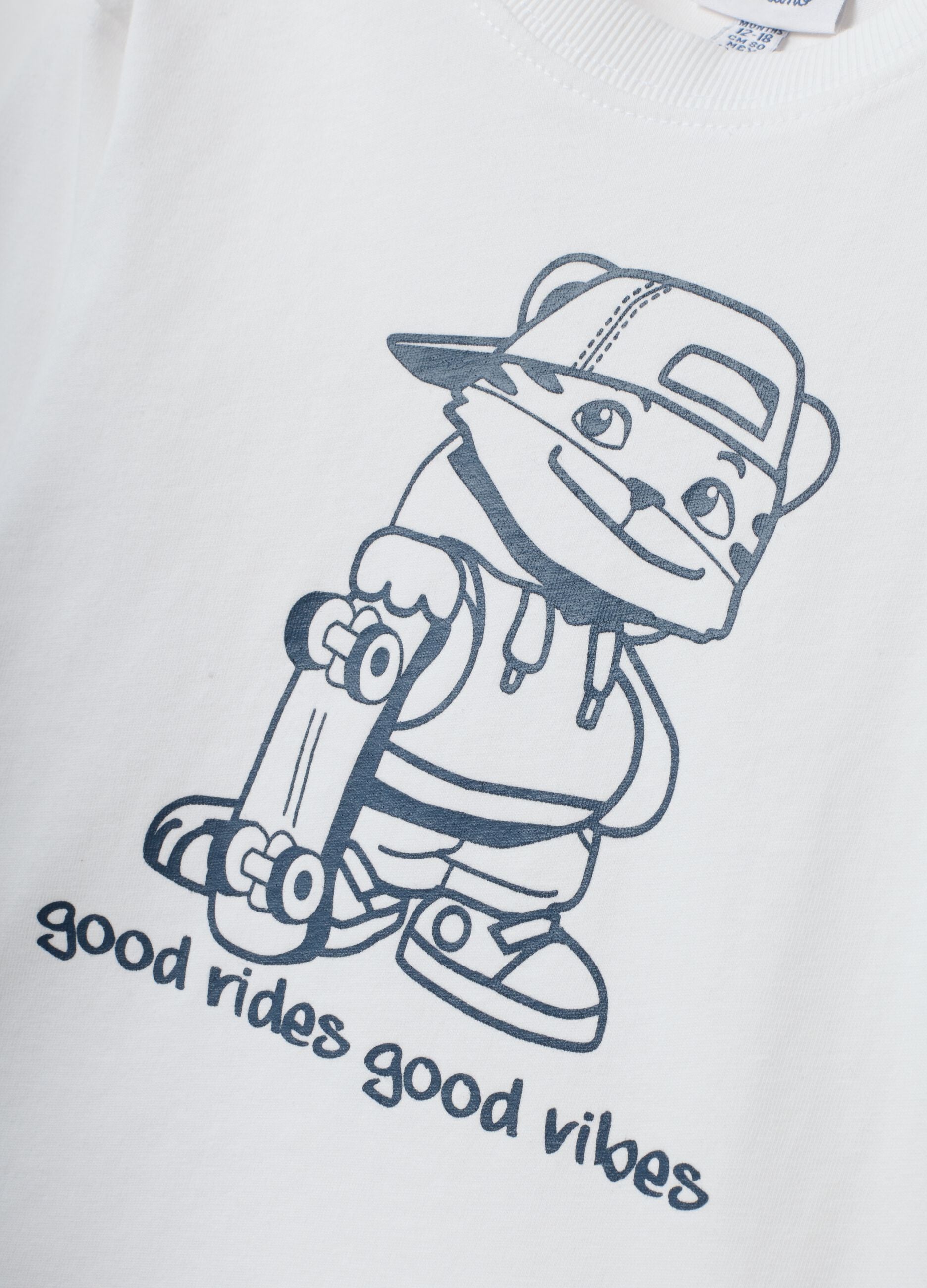 Wei&szlig;es Oversize-T-Shirt aus Bio-Baumwolljersey mit Print f&uuml;r Jungen