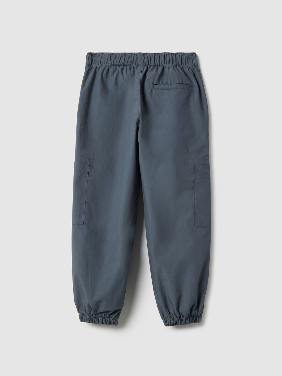 Blue pure cotton jogger pants for boys, regular fit_1