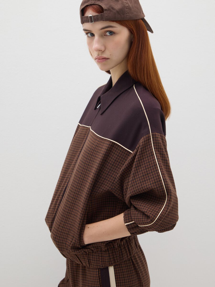 Brown Check Jacket with Zip_2
