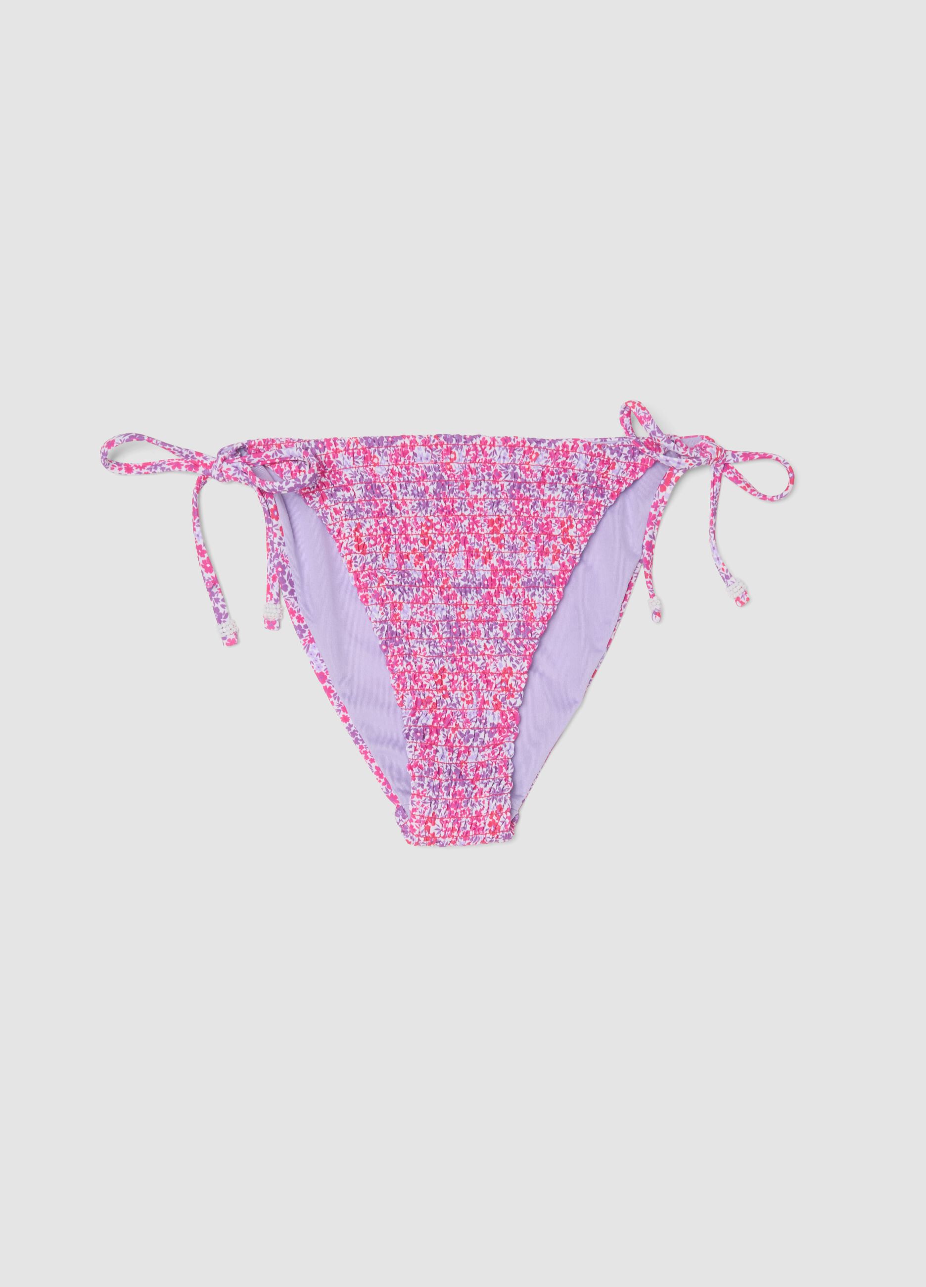 Pink tie-side bikini bottoms in stretch fabric