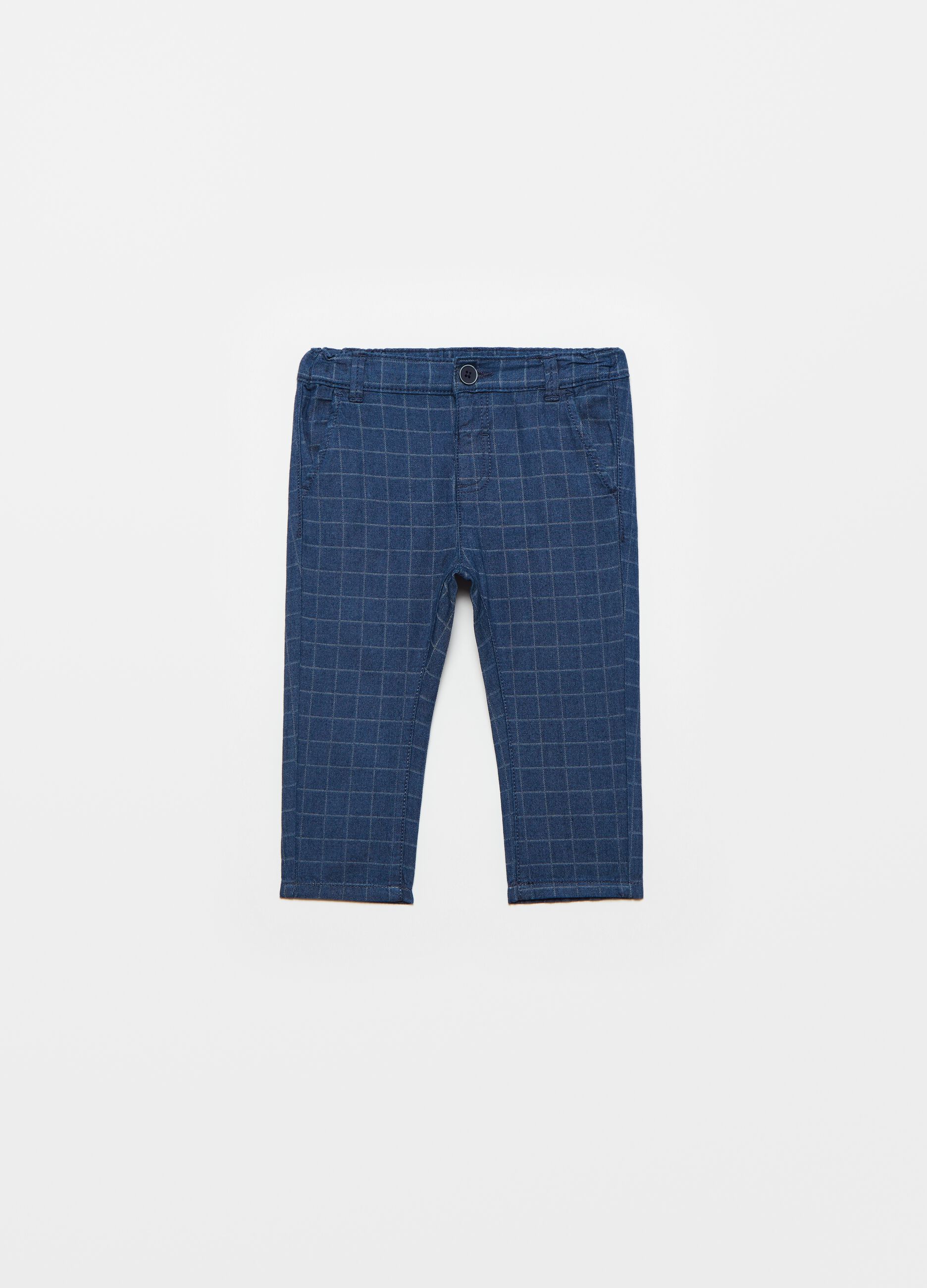 Chino trousers in check twill