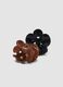 Conjunto de ganchos de cabelo castanho e preto com flor_2