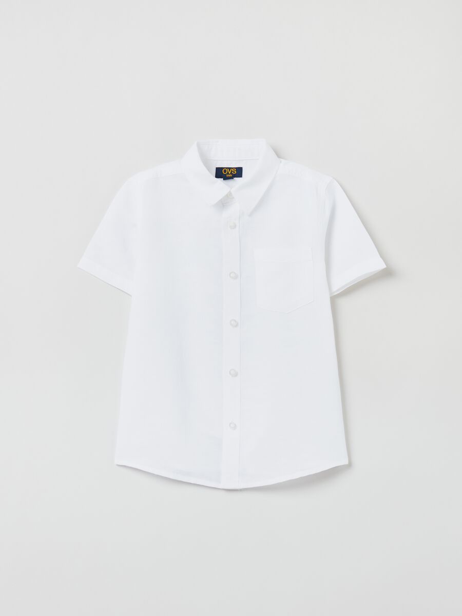 Camisa de manga corta de lino y algodón_0