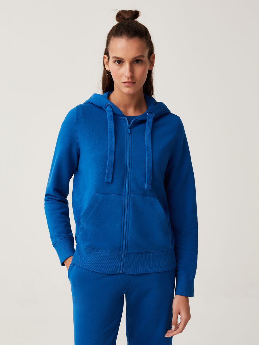 Fitness full-zip fleece sweatshirt with hood_0