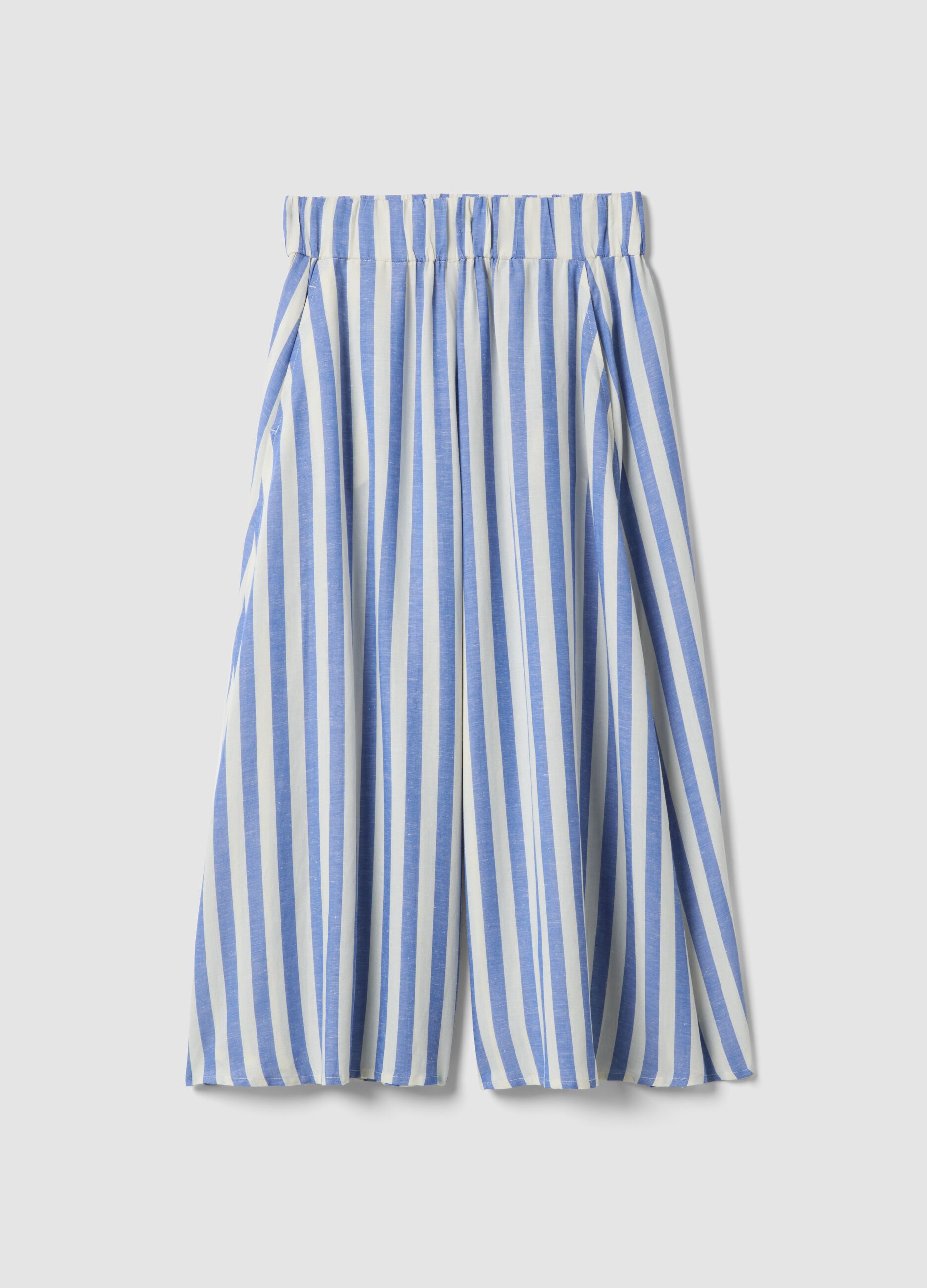 Multicolour striped skirt in a viscose-linen blend