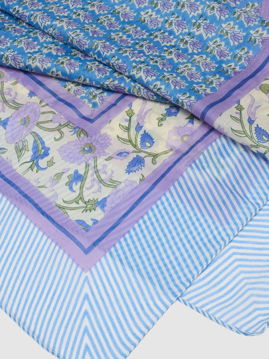 Multicolour pure cotton scarf with floral pattern_2