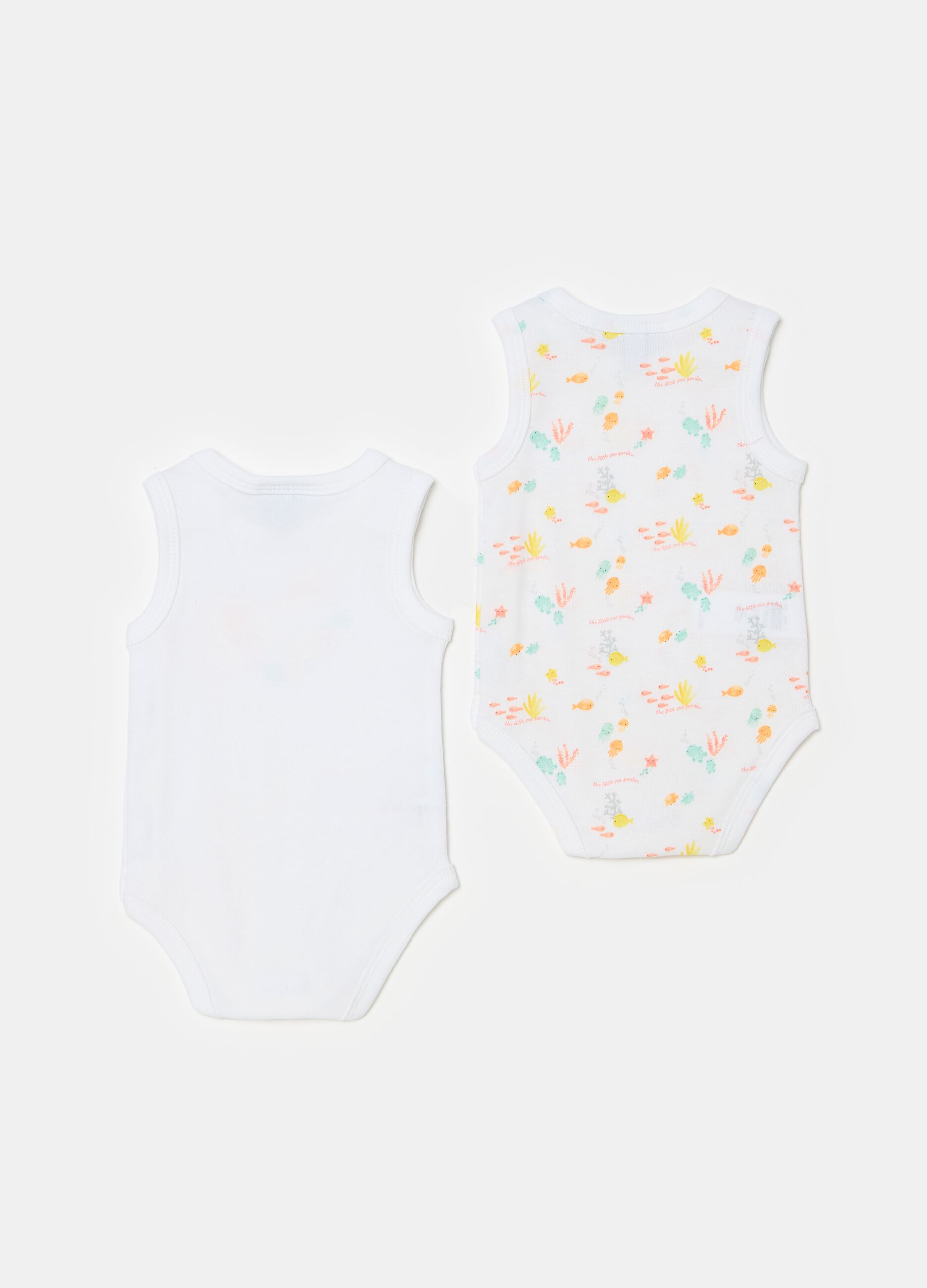 Two-pack organic cotton bodysuits with Velcro