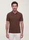 Brown pure cotton piqu&eacute; polo with classic collar, regular fit_0