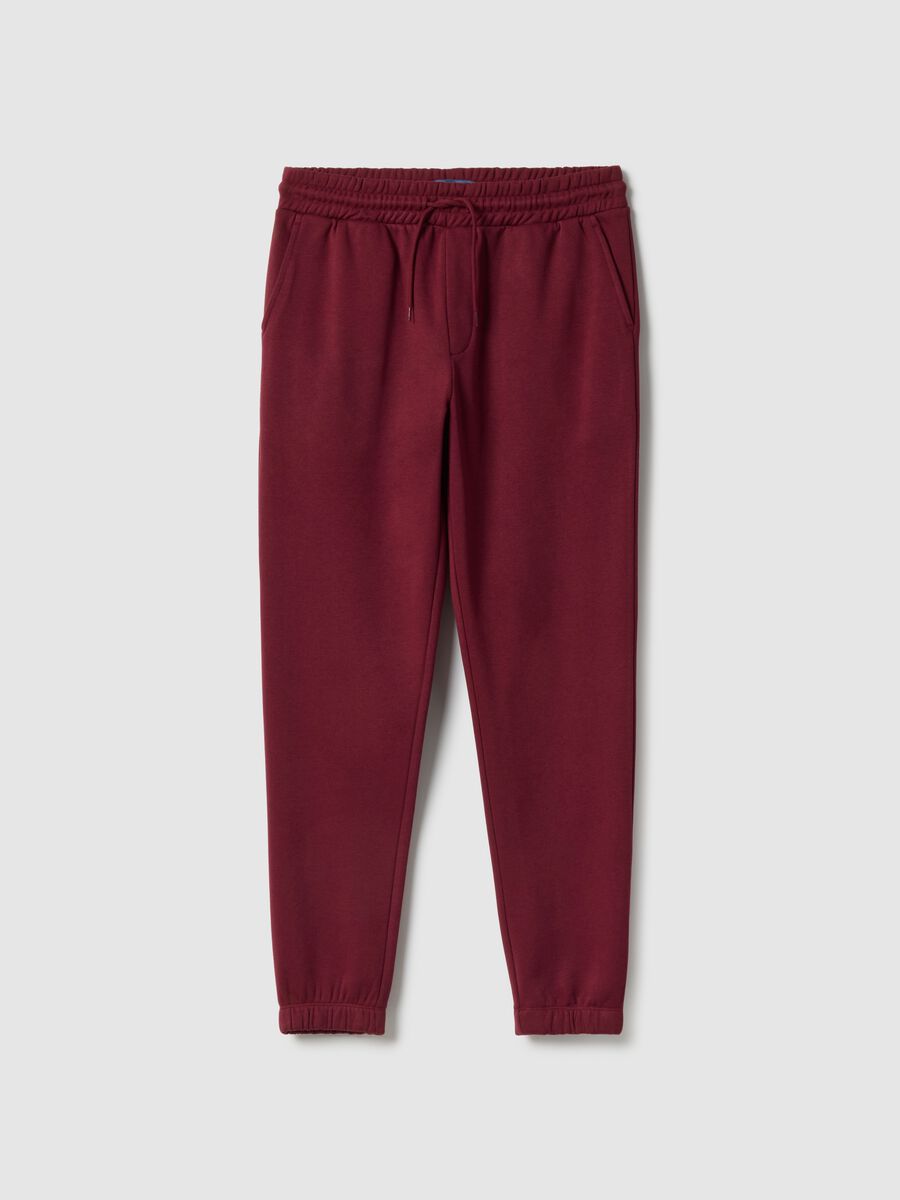 Red regular fit jogger trousers in cotton blend_4