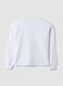 White 100% cotton sweatshirt with ribbed neck and print for girls_2