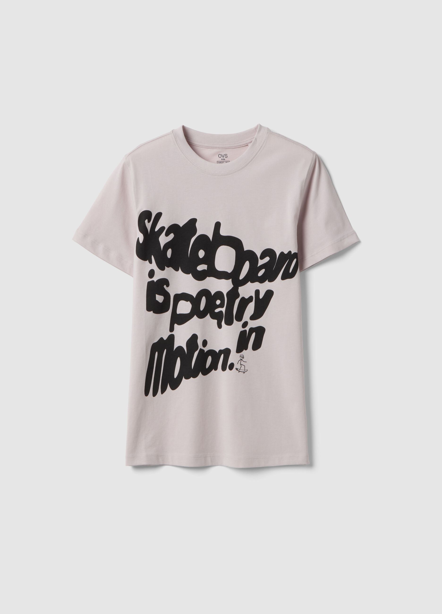 T-shirt bege de algod&atilde;o puro para rapazes, corte regular com estampado