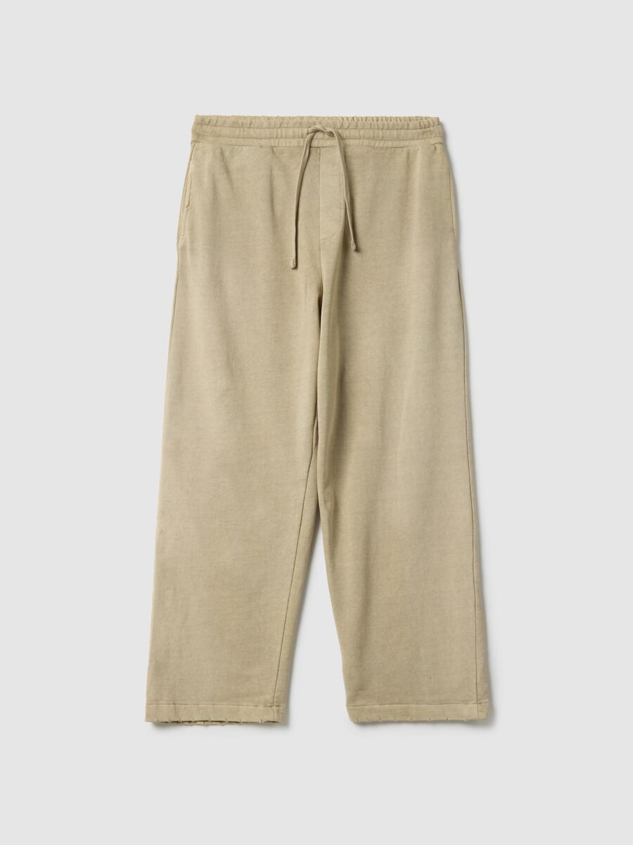Oversize fit beige cotton blend trousers_4
