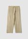 Oversize fit beige cotton blend trousers_4