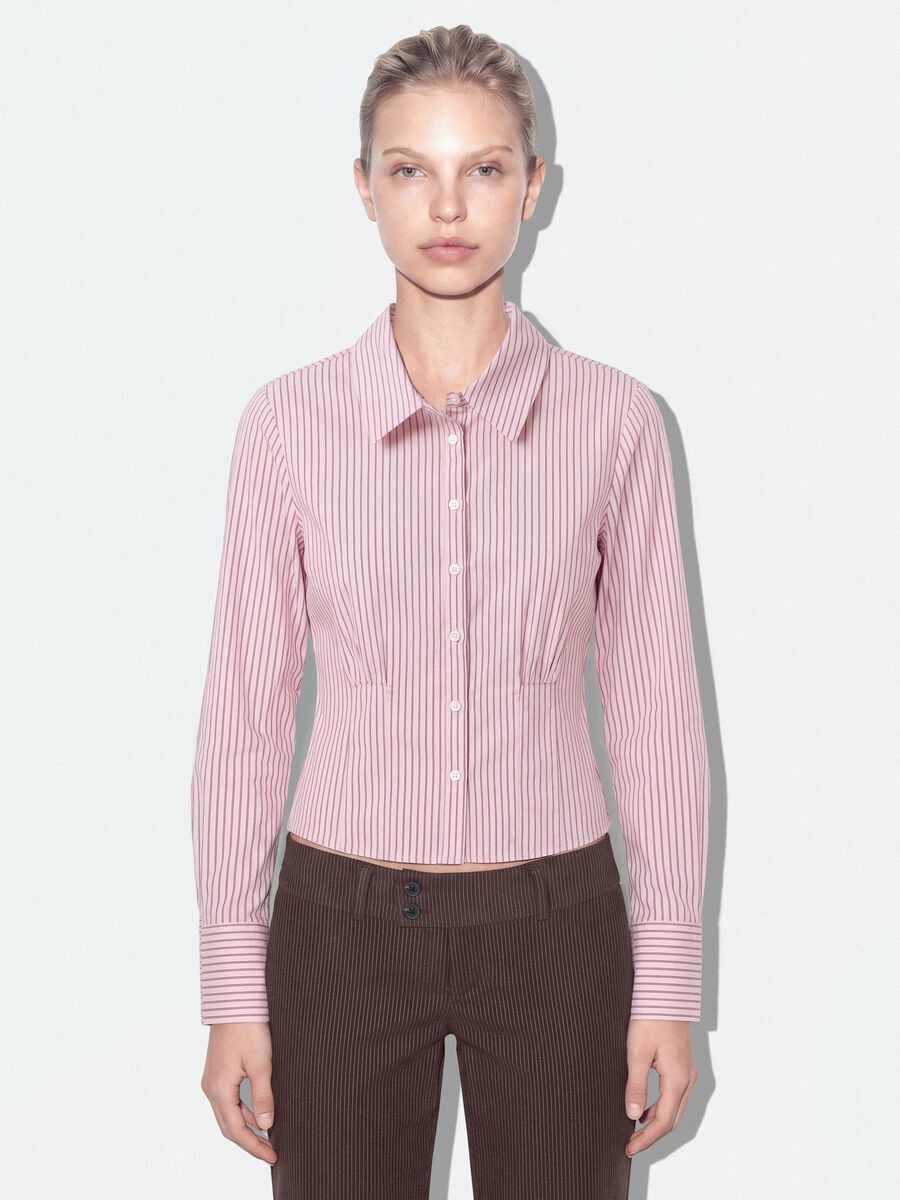 Pink striped slim-fit stretch cotton shirt_0