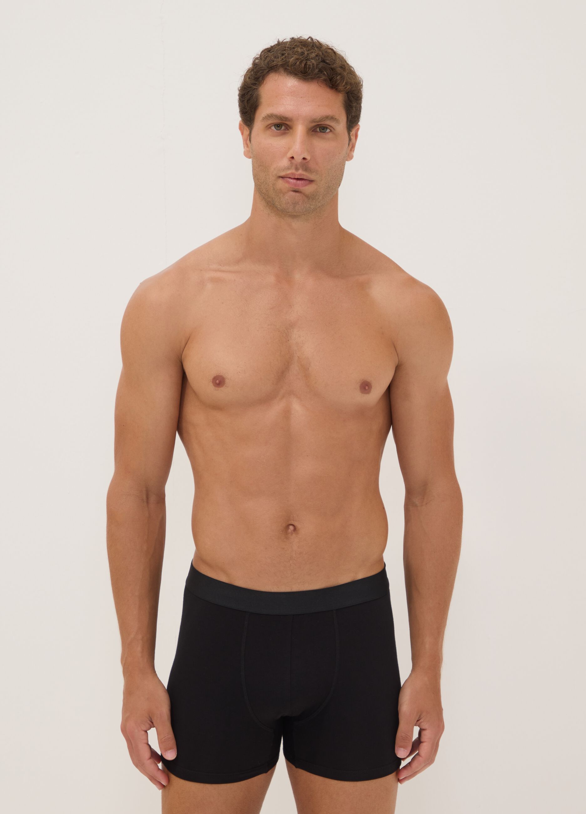 Pack de 3 boxers midi pretos em algod&atilde;o org&acirc;nico