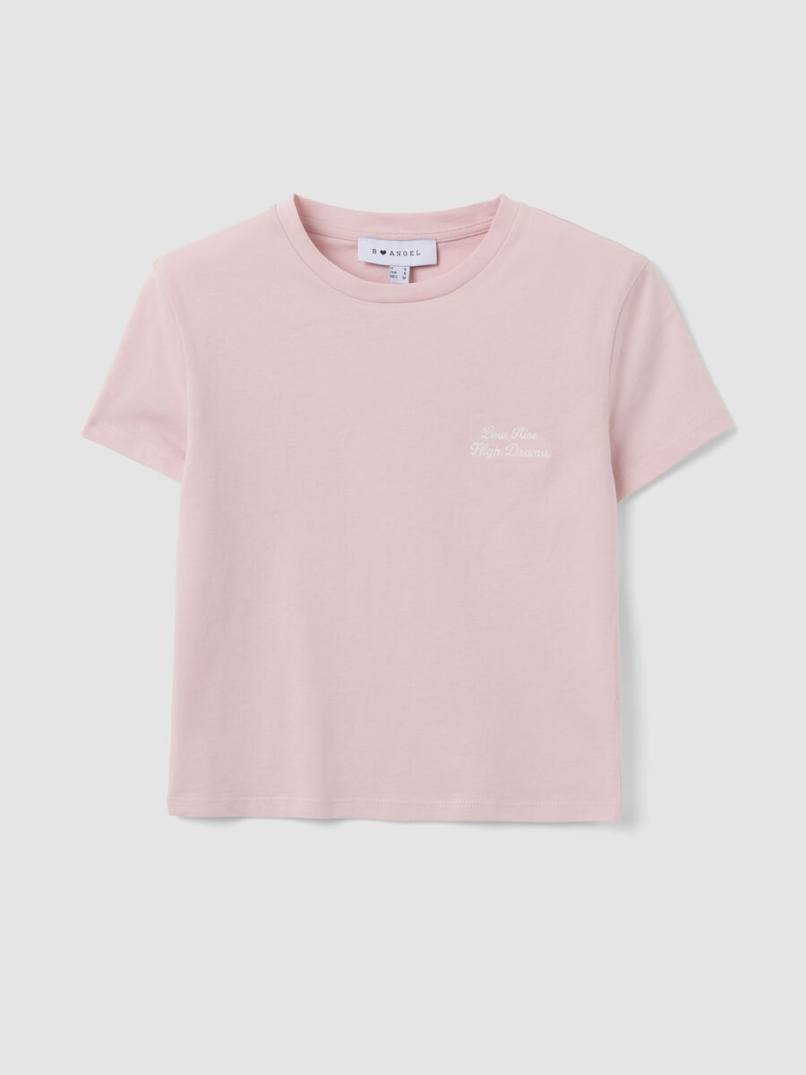 Pinkes Cropped T-Shirt aus reiner Baumwolle mit Grafik-Print, Regular Fit_0