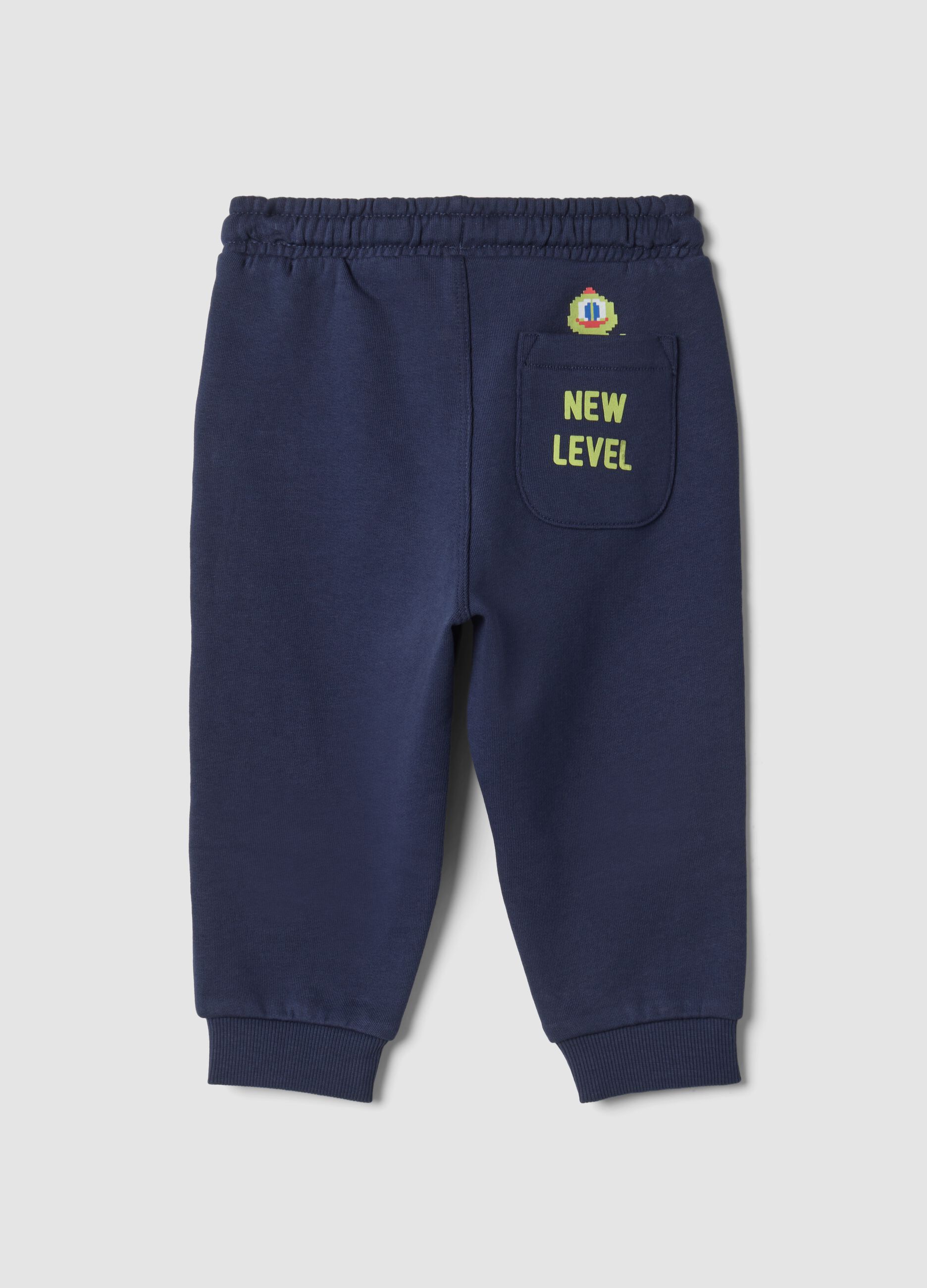 Pantaloni jogger blu in puro cotone con vita elasticizzata