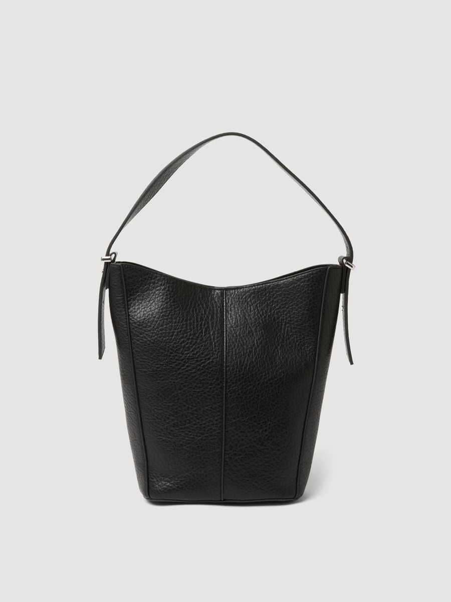 Borsa nera a spalla effetto martellato_0