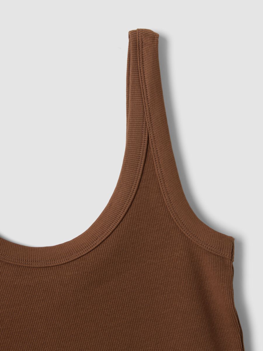 Brown fitted stretch-cotton vest top_5