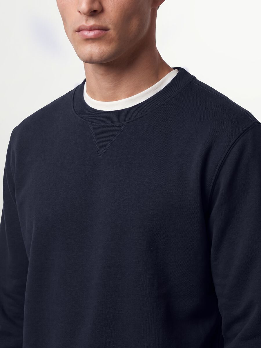 Sweatshirt azul de gola redonda em mistura de algod&atilde;o, corte regular_3