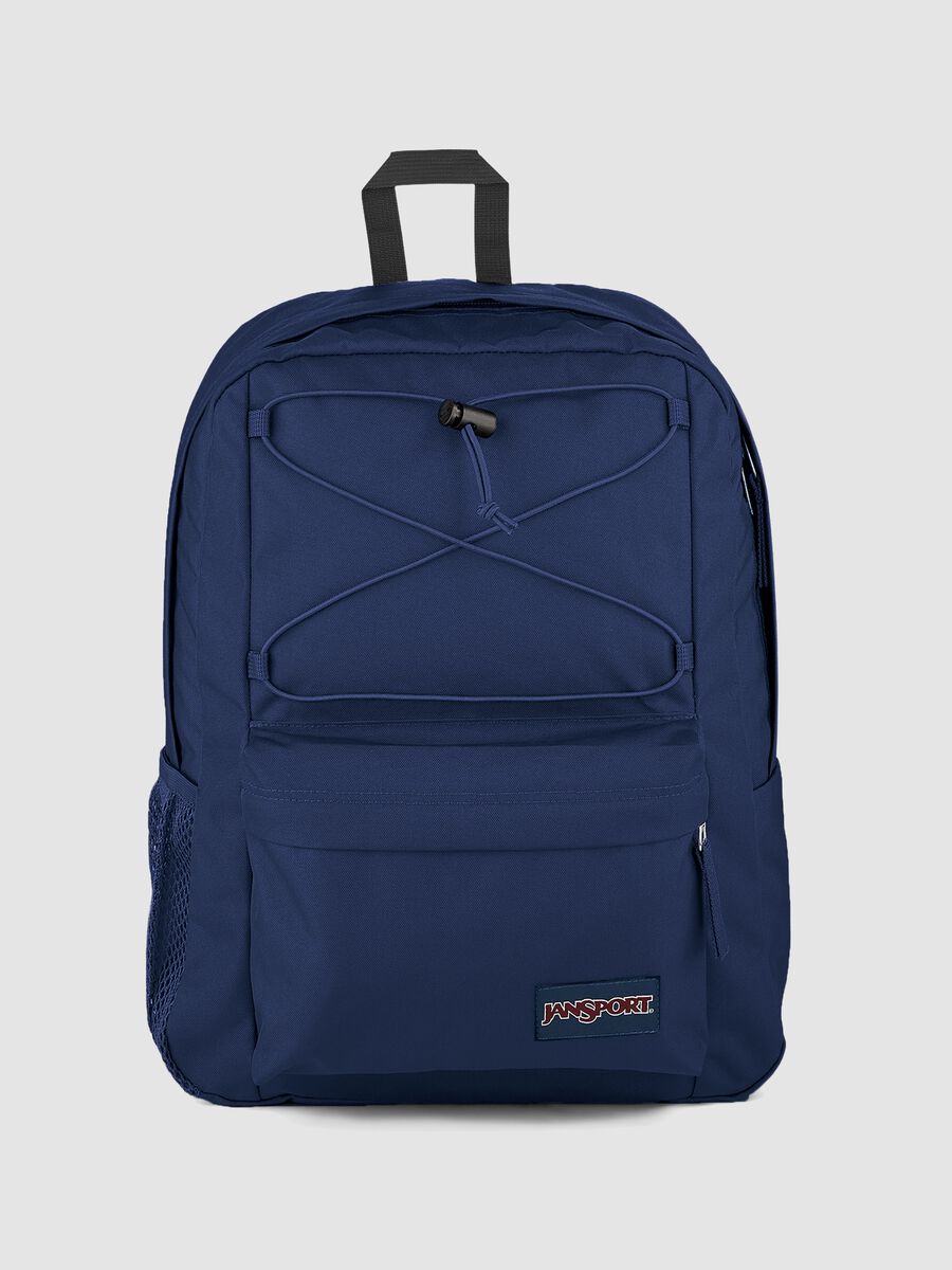 Zaino blu con tasca frontale e spallacci regolabili_0