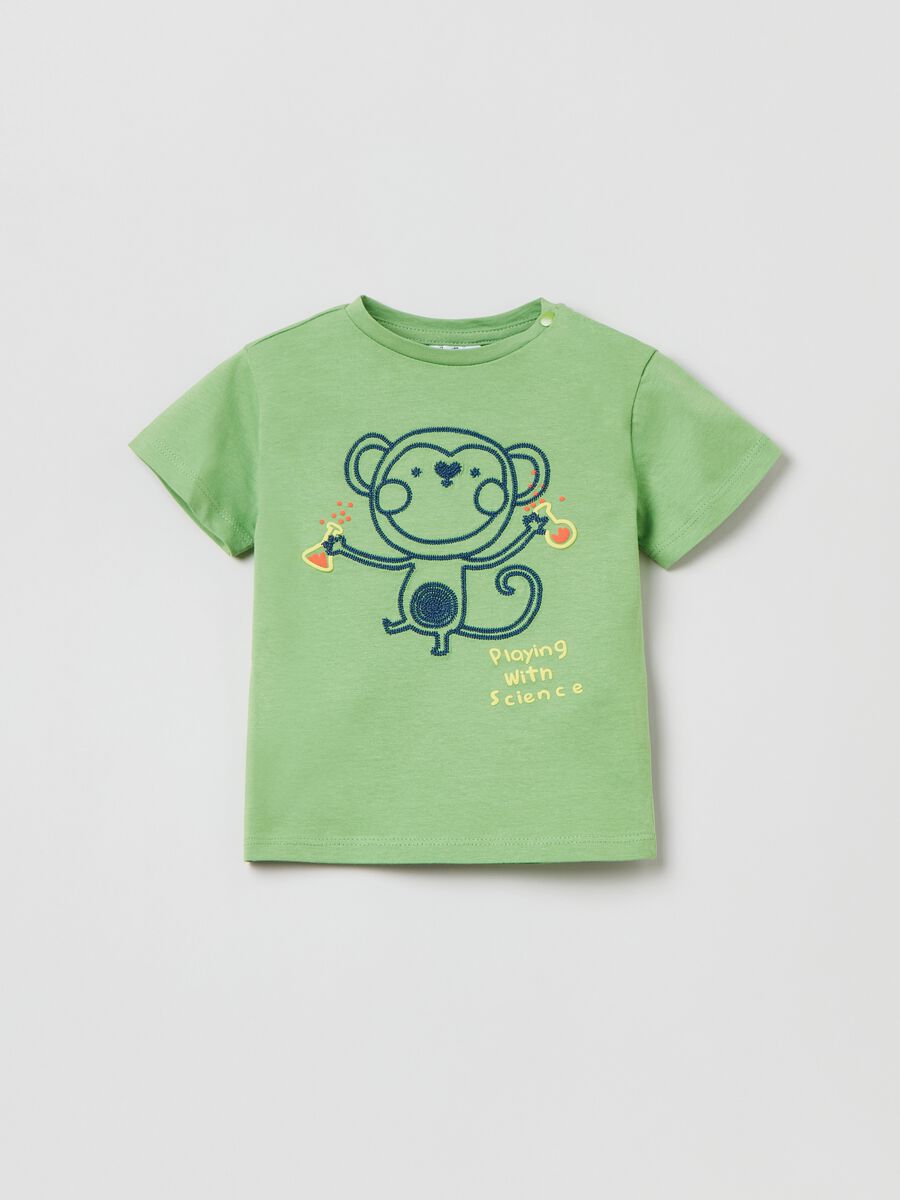 Camiseta con bordado chimpancé_0