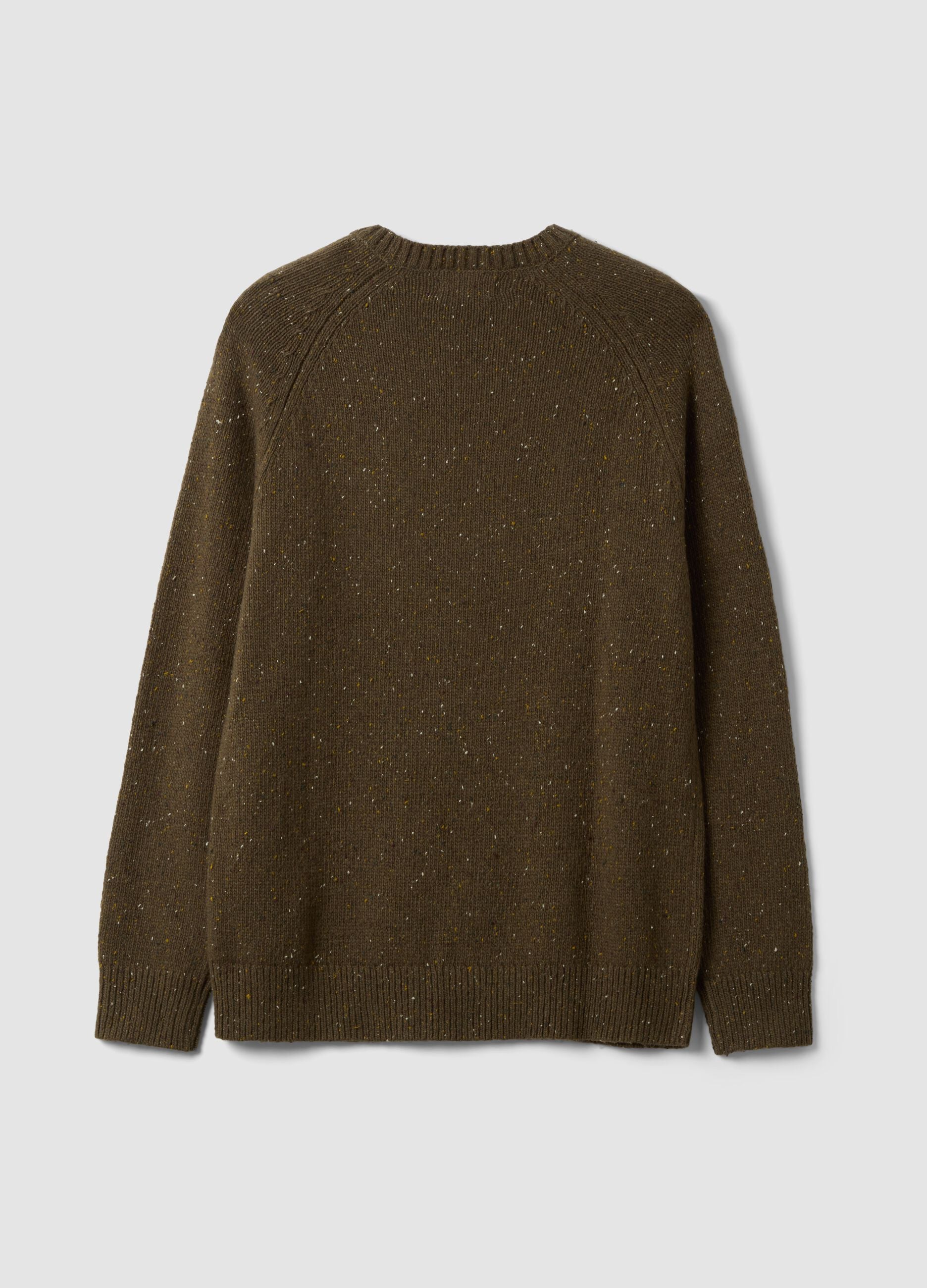 Maglione verde in misto cotone e lana girocollo