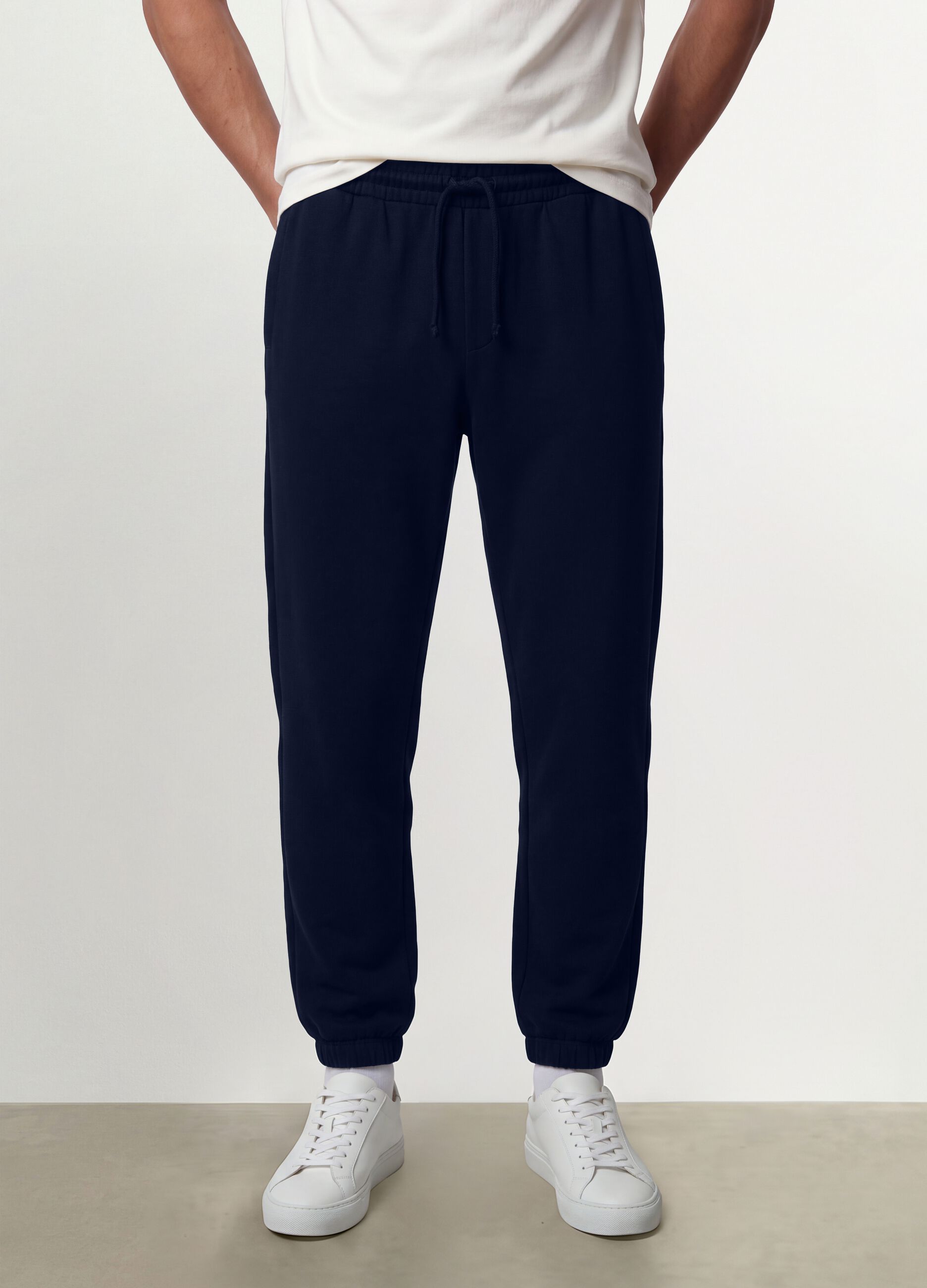 Pantaloni jogger blu in misto cotone regular fit